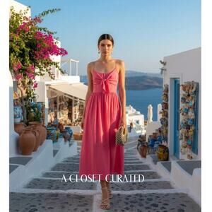 Bird & Knoll Bayou Silk Maxi Dress XS Pink NEW